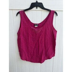 WHY NOT Clothing Co. Womens Tank Cami Bright Pink Acetate Size Medium Vtg